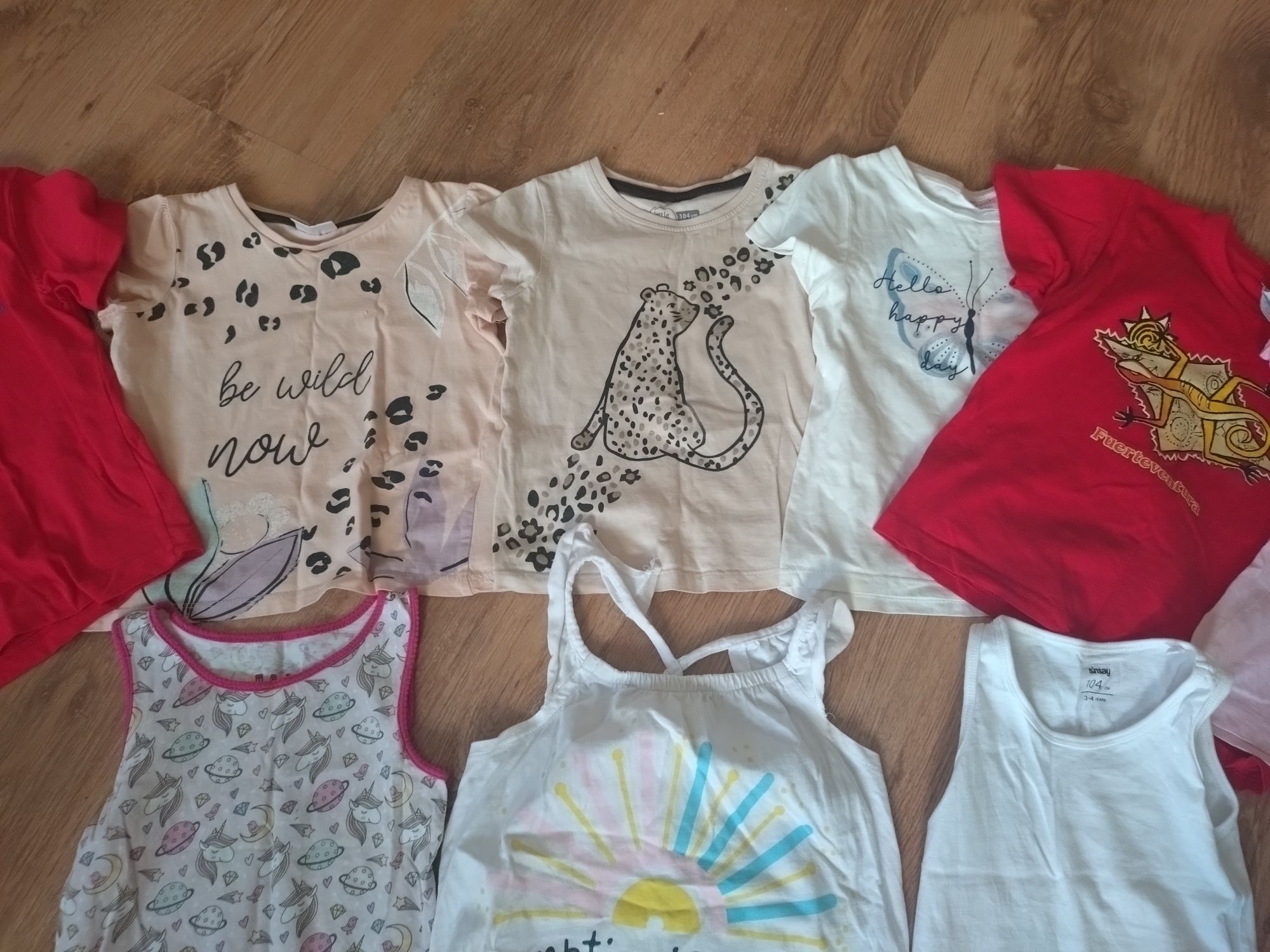 6 x T-shirt+ 3 x koszulka bez rękawów dla dziewczynki rozmiar 98