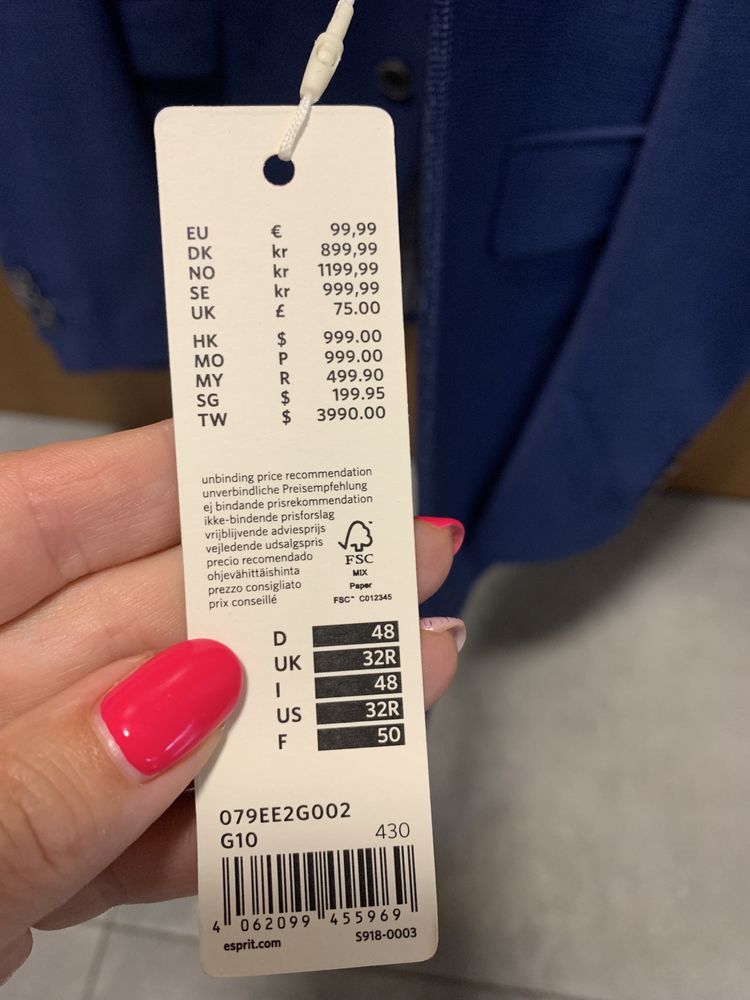 Marynarka męska Espirit rozmiar 48