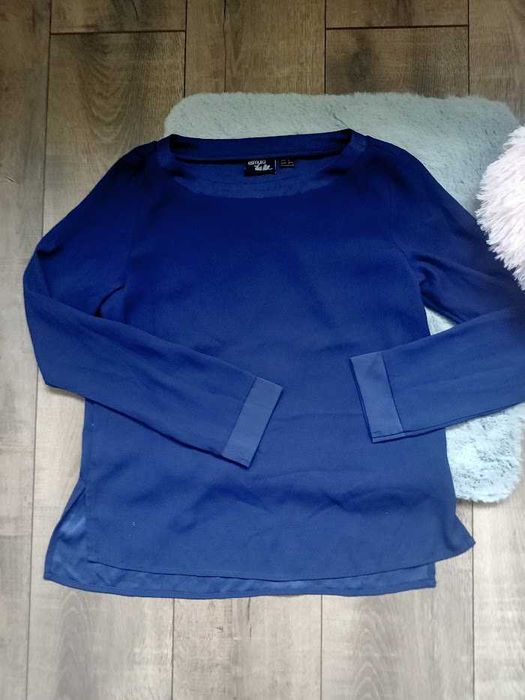 Heidi Klum bluzka z długim rękawem long sleeve S głęboki granat satyna