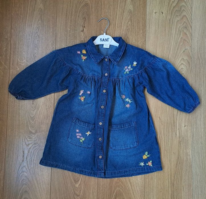 Джинсовое платье с длинным рукавом для девочки