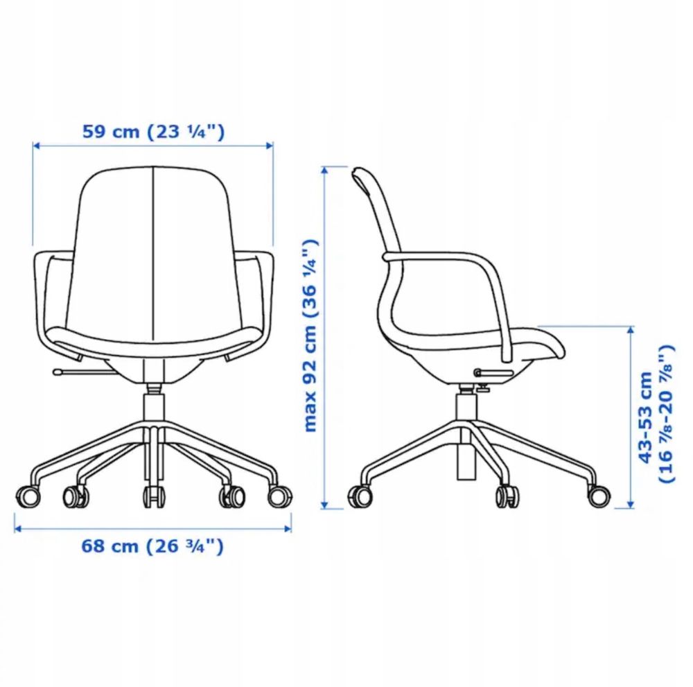 IKEA LANGFJALL Krzesło biurowe z podłokietnikami