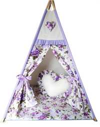 Namiot Tipi dla dziewczynki fioletowy z falbanką