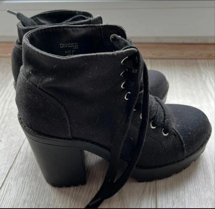 H&M płócienne botki na platformie r.37