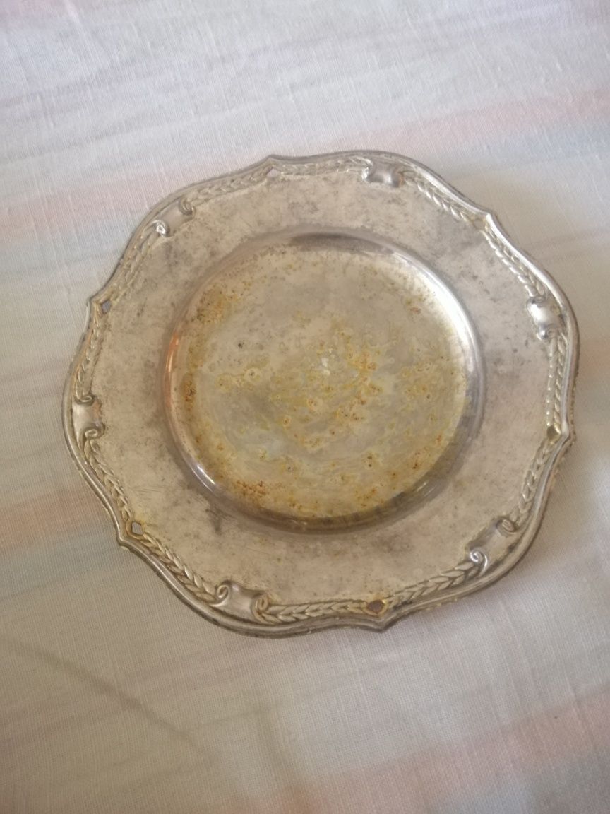 Блюдце тарелка подставка мельхиор 15 см, СССР