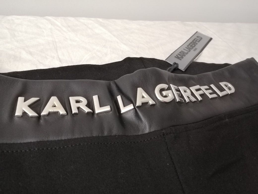 NOWE damskie legginsy Karl Lagerfeld spodnie obcisłe KL czarne XL kot