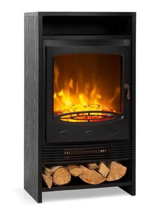 Bergamo, kominek elektryczny, 900/1800 W, termostat, drewniany wygląd