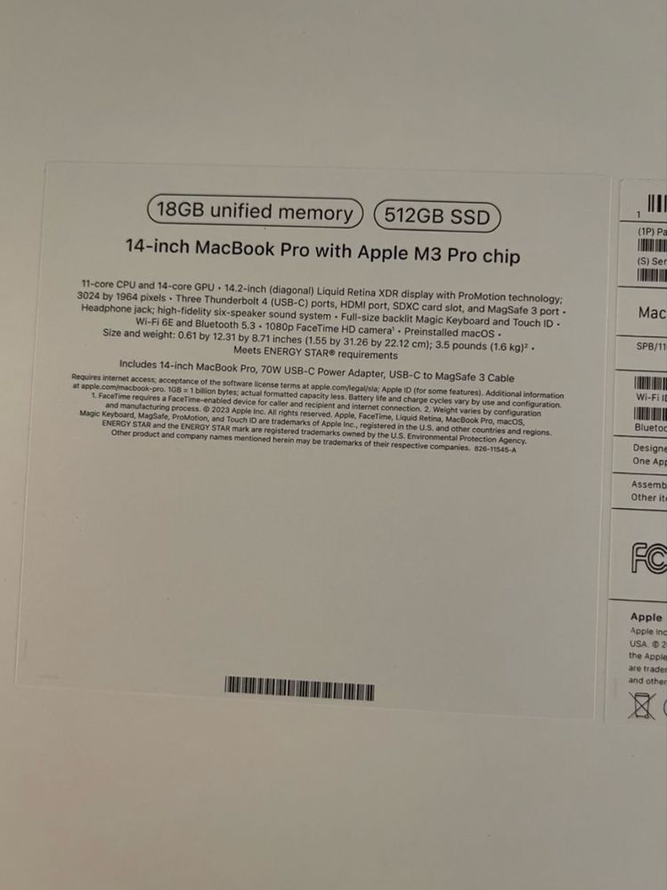 MacBook Pro 3MPro 14” 18GB RAM