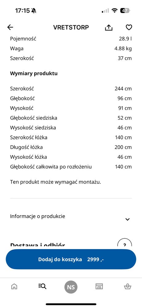 Sofa rozkladana ikea