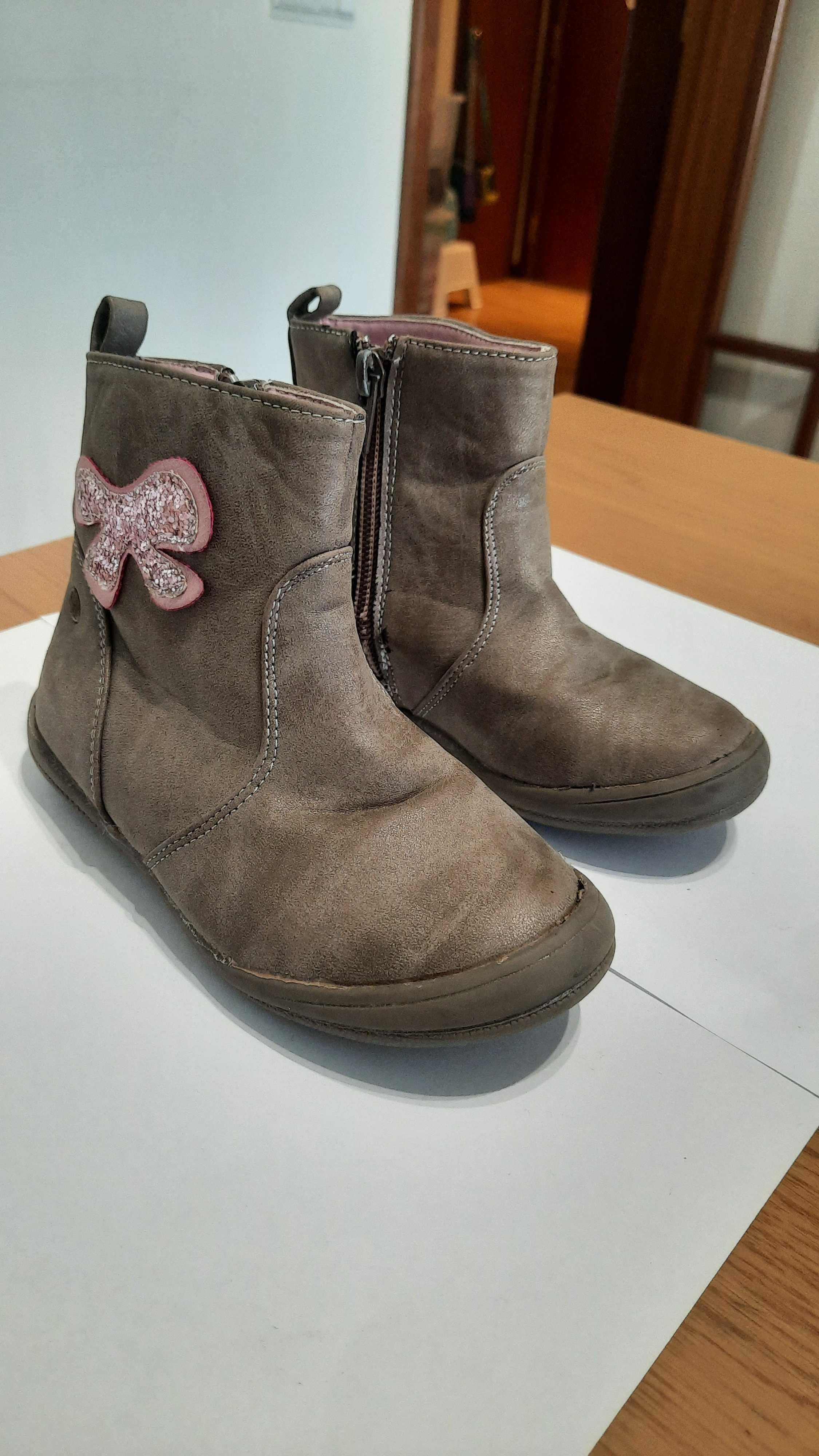 Bota Criança com fecho para menina Bege/Rosa KidClub Tam 26