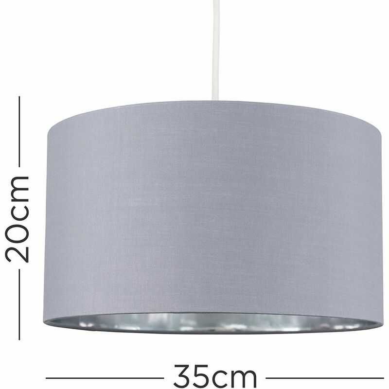 Abażur klosz walec do lampy szary i chromowany fi 35 cm piękny