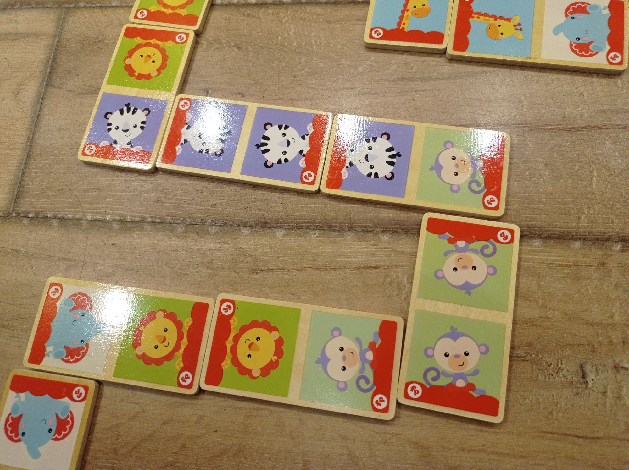 Domino drewniane Fischer Price gra logiczna
