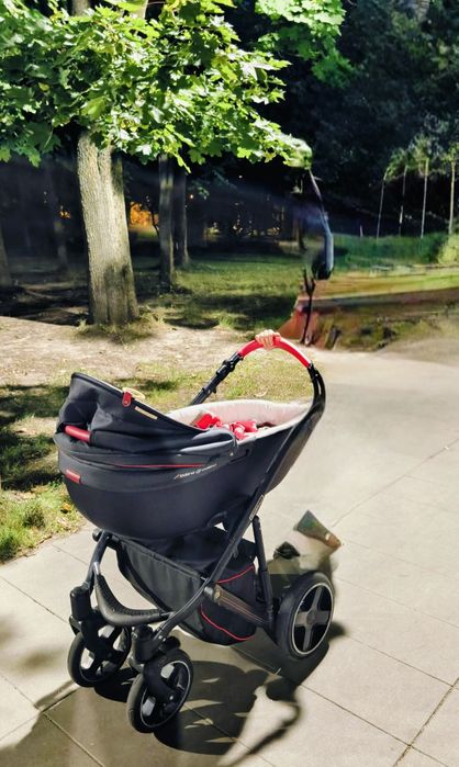 Wózek Coletto Modena czarno czerwony gondola plus spacerówka ISOFIX
