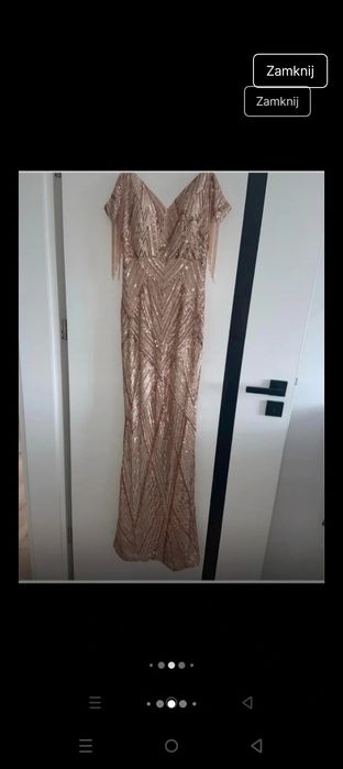 Przepiękna sukienka suknia maxi syrenka cekiny świadkowa wesele XS S
