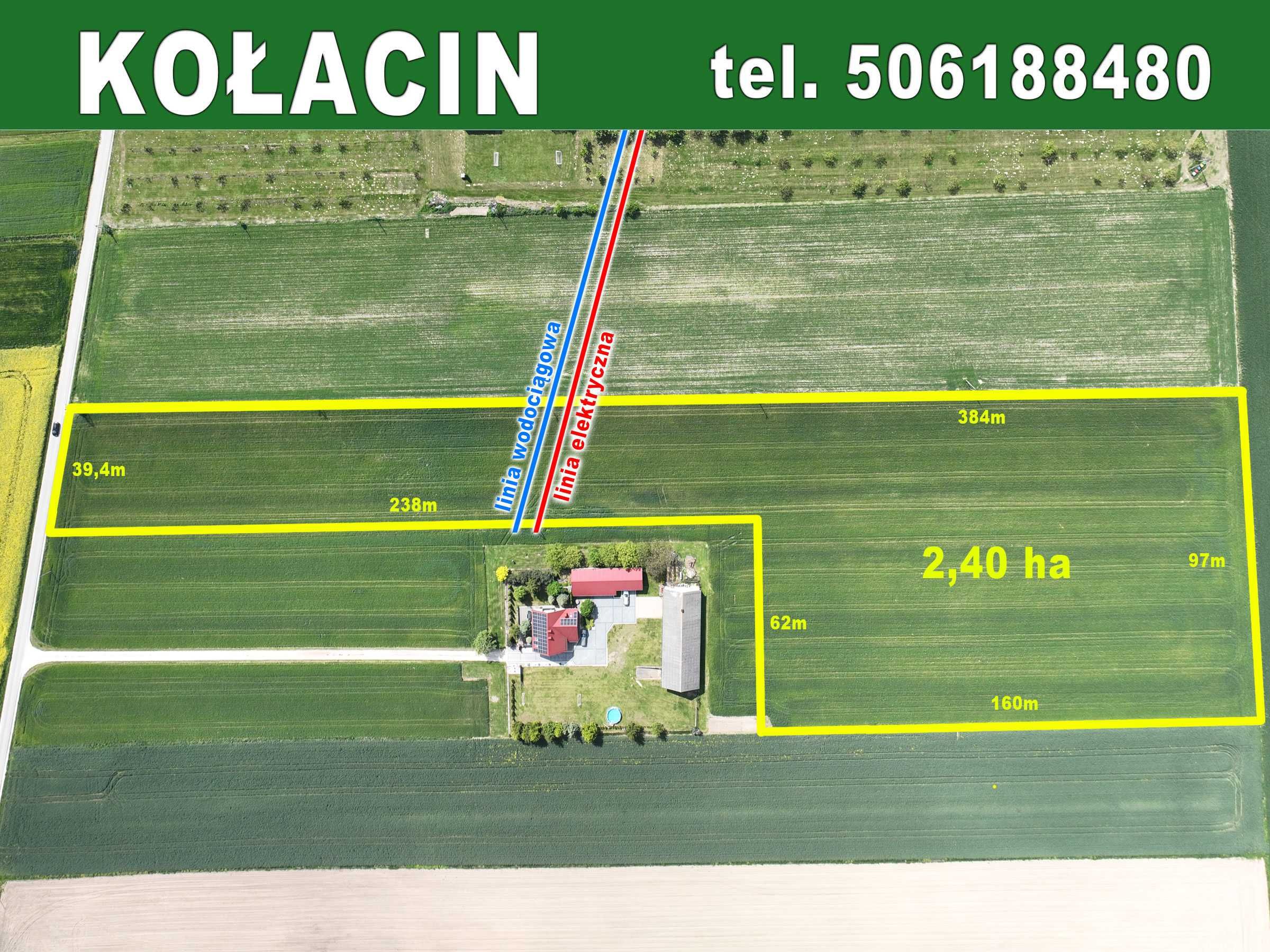 Na sprzedaż działka rolno-siedliskowa 2,4 ha – Kołacin, gm. Dmosin!