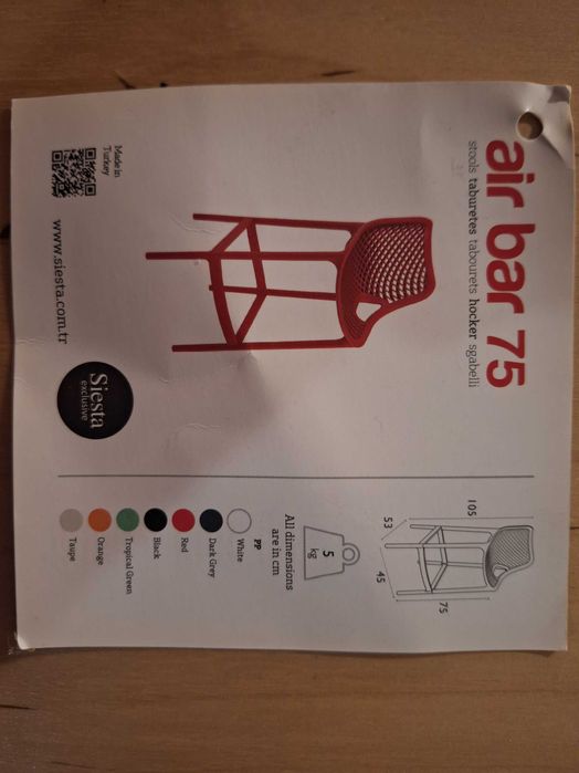 Hoker krzesło barowe Air bar 75 Hagea