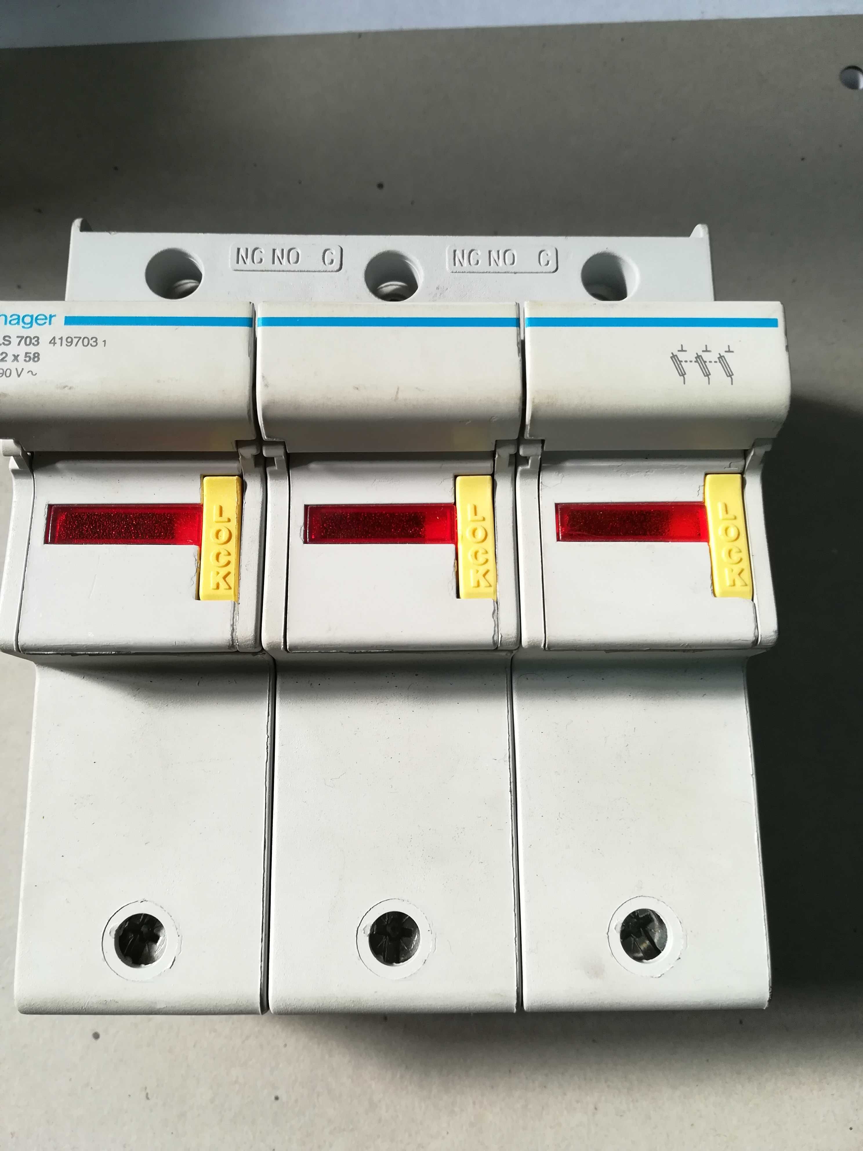 Corta circuito fusíveis, 3 polos, da Hager, tipo LS703, 600 V AC