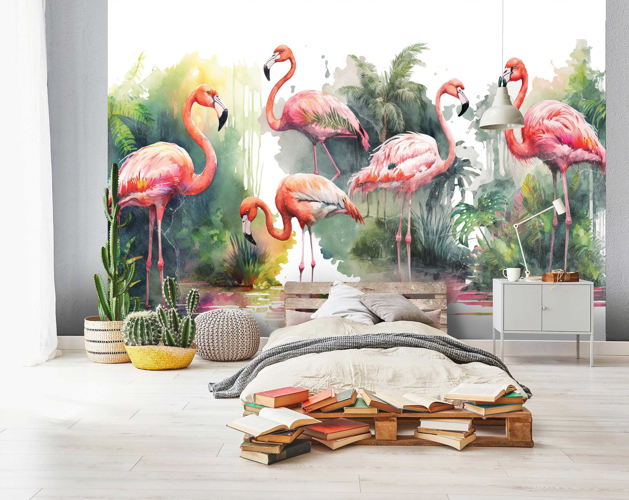 Fototapeta Flamingi Natura Ptaki Do Pokoju 3D Na Twój Rozmiar + KLEJ