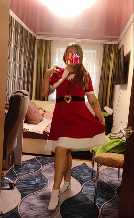 Новое новогоднее платье с шапочкой