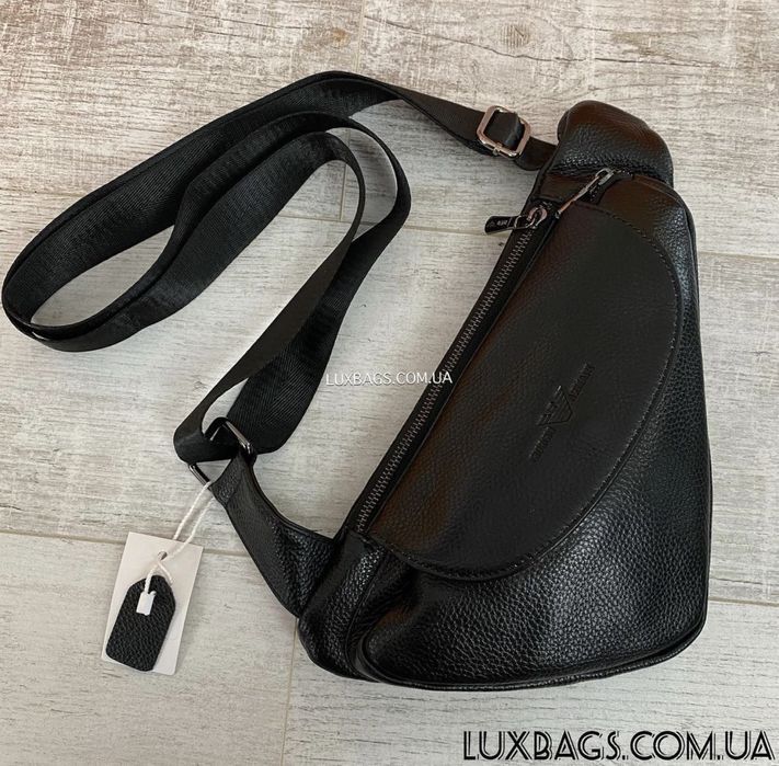 Мужская кожаная нагрудная сумка слинг Armani кобура Армани