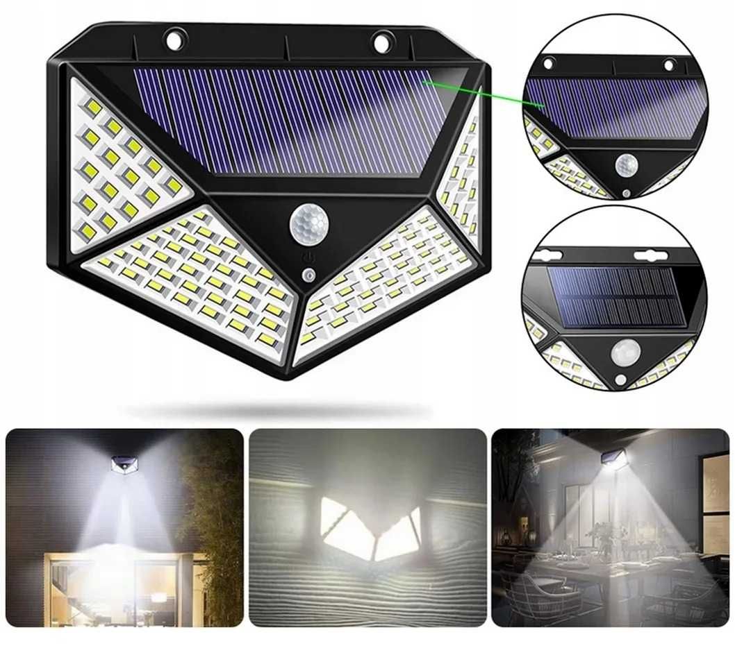 Lampa solarna z czujnikiem ruchu zmierzchu uliczna 100 led wodoodporna