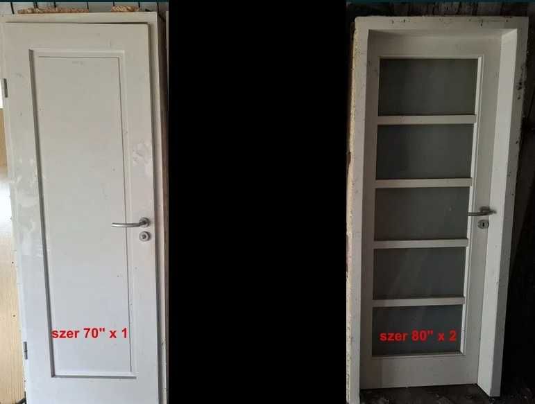 sprzedam drzwi wewnętrzne wraz z futrynami, lite drewno