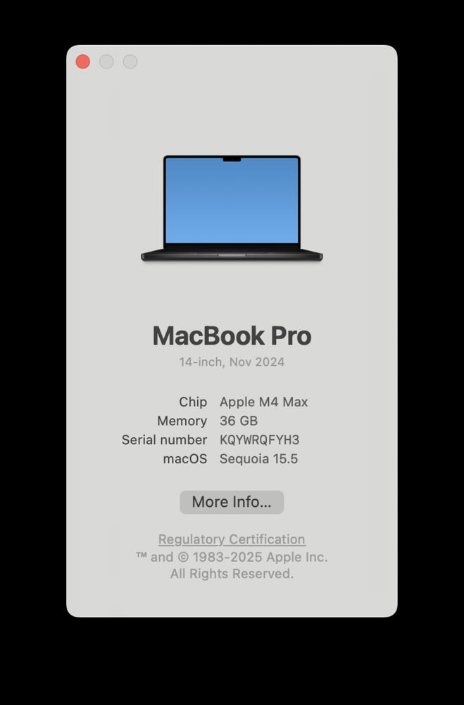 MacBook Pro 14” Space Black M4 Max 36GB 1TB 14CPU 32GPU (MX2K3)