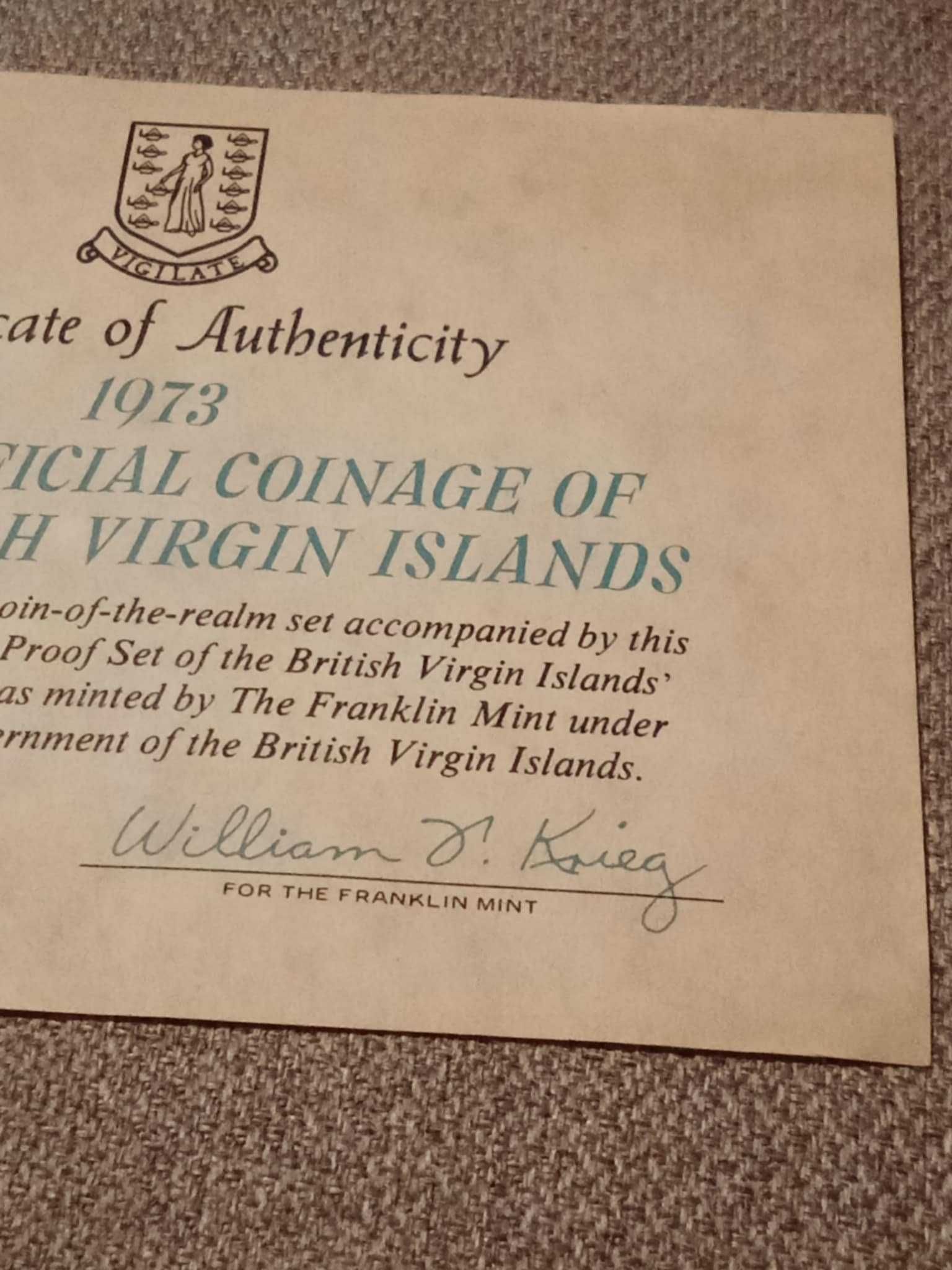 Set 6 Moedas Proof Ilhas Virgens Britânicas 1973