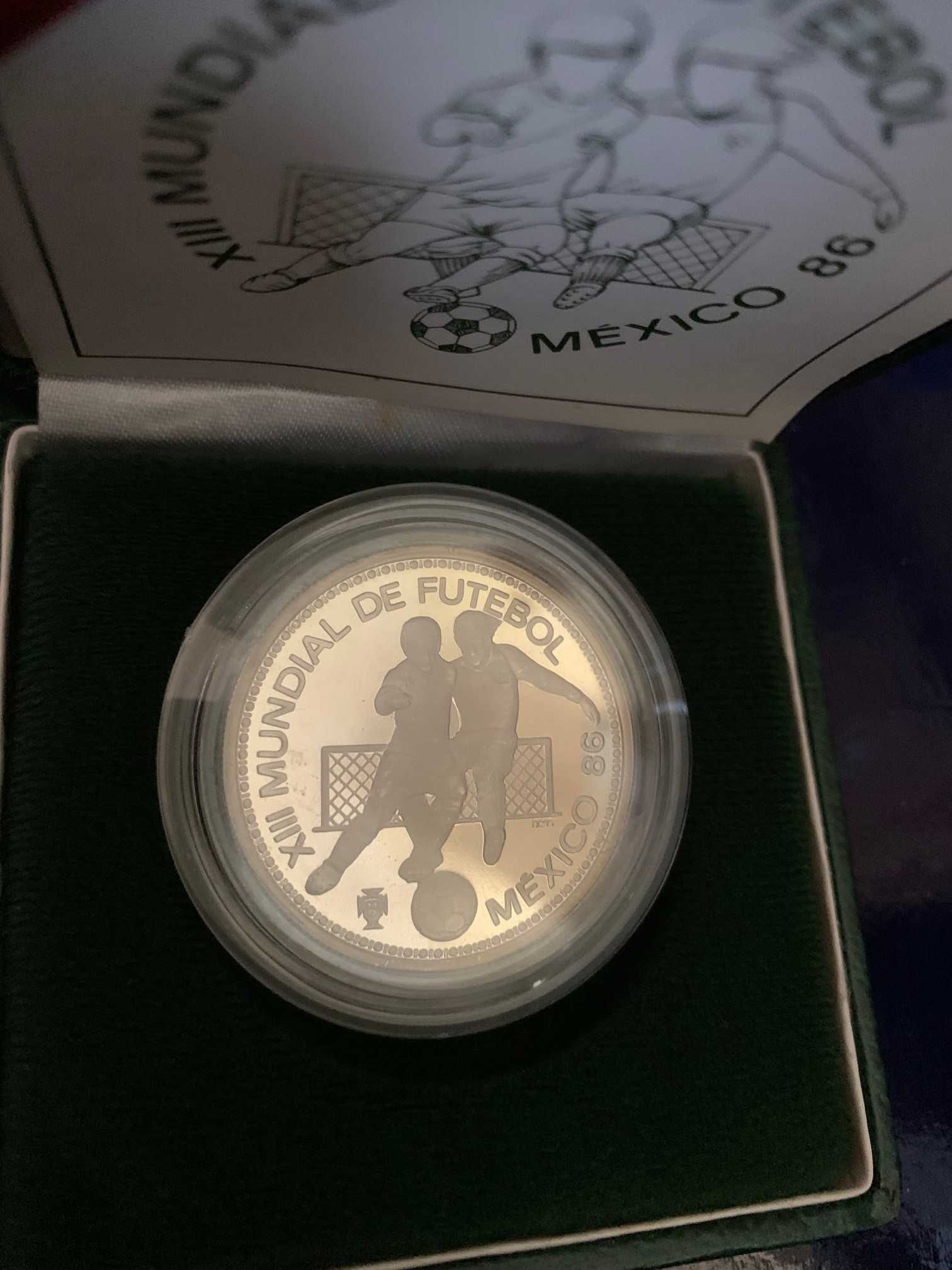 Moeda de 100 escudos Prata Proof Mundial Mexico 1986