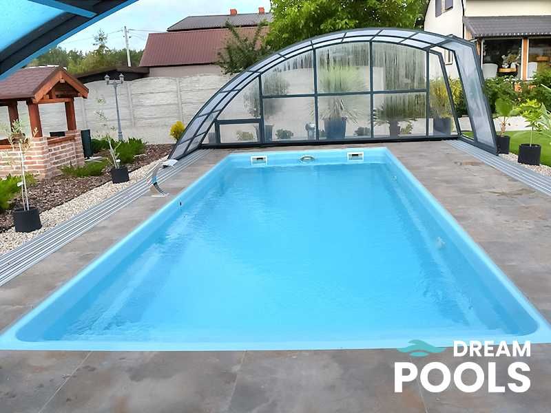 Basen poliestrowy 8,5x3,7x1,55, filtracja, 2 skimmery, 3 dysze
