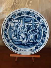 Talerz porcelanowy dekoracyjny na ścianę Royal Blue Delft Der Metzger