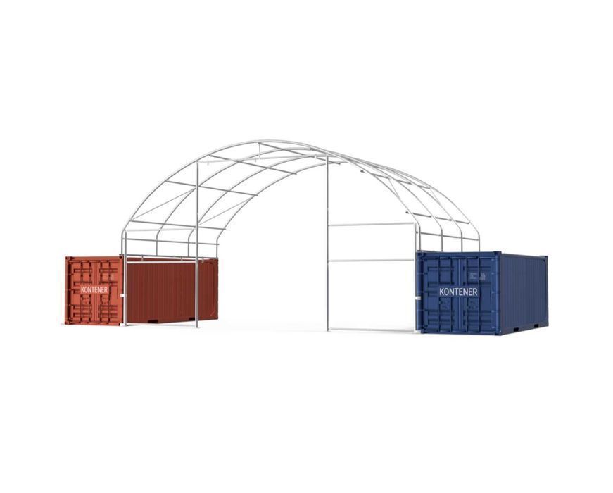 Namiot ZADASZENIE do kontenerów WEJŚCIE + WJAZD 10x6m