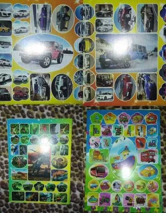 Наліпки паперові смайлы смайлики наклейки тварини транспорт ЛИСТ