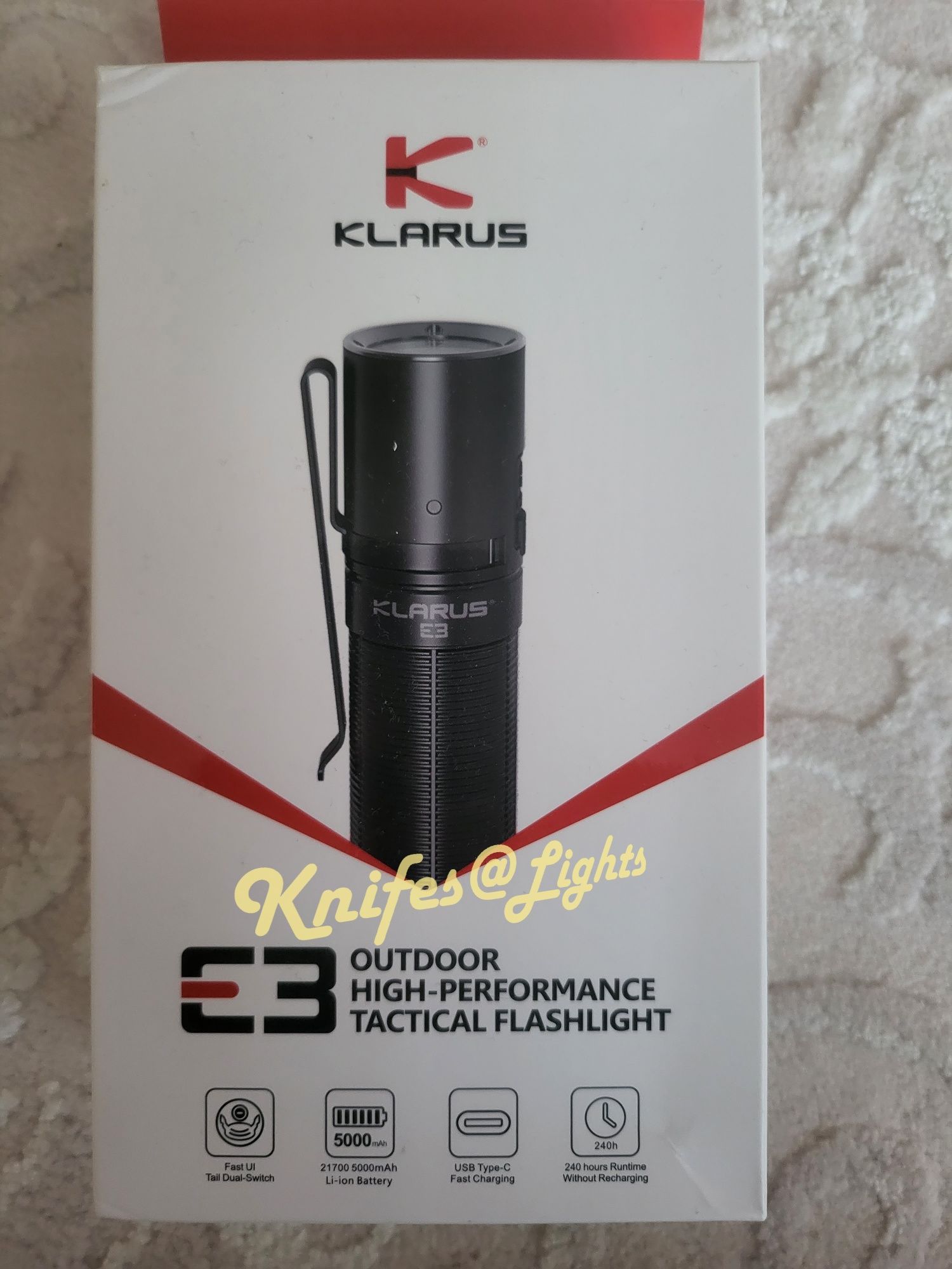 Klarus E3, тактичний ліхтар,  2200 lumens