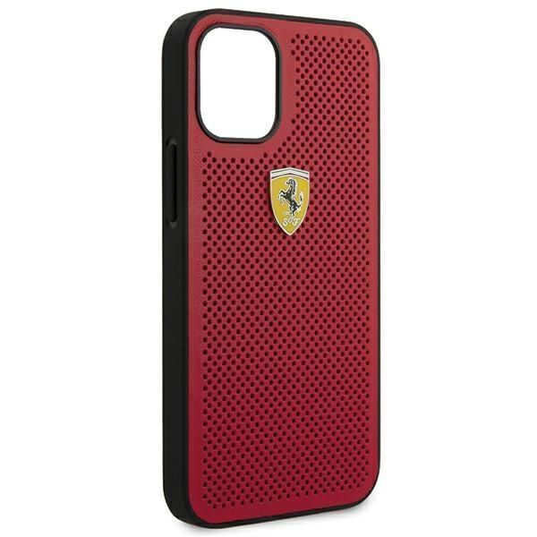 Etui Ferrari iPhone 12 Mini - Czerwony Perforowany - Kolekcja On Track