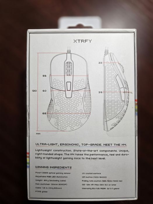 Мишка ігрова професійна Xtrfy M4 RGB Retro Grey, комплект, в ідеалі