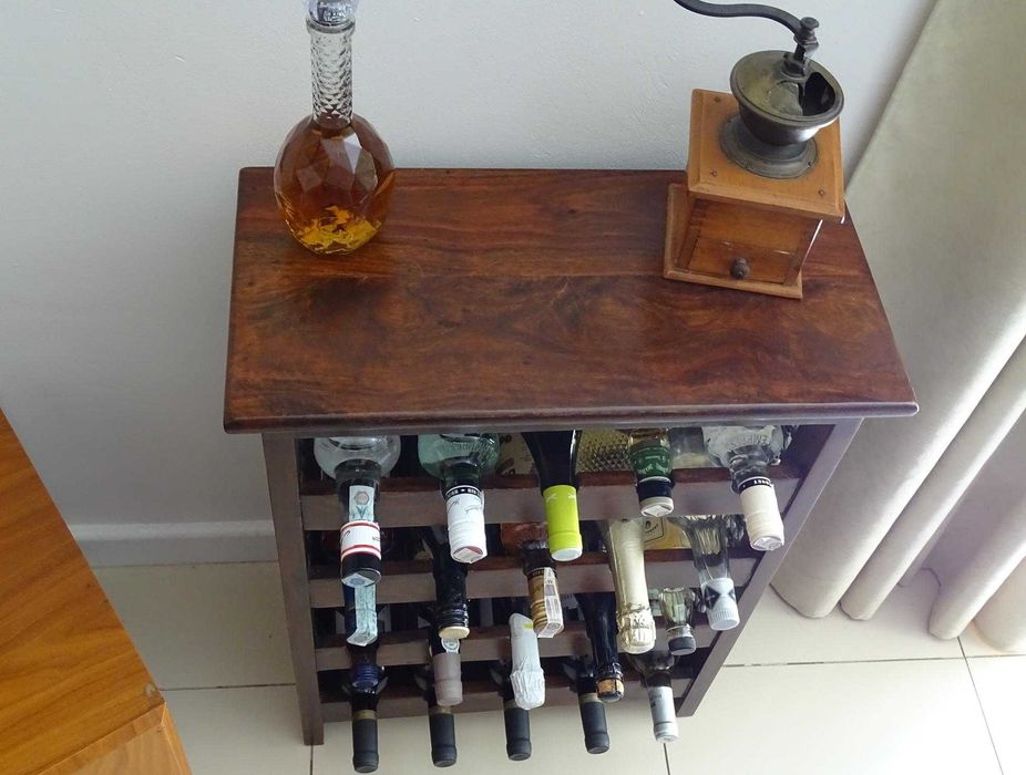 Szafka kolonialna na wino z litego drewna egzotycznego palisander