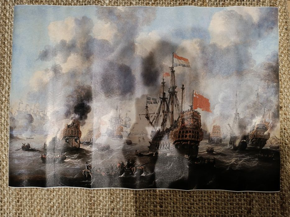 Dwa plakaty: obrazy historyczne, marynistyczne, duże 60x90, 2 sz