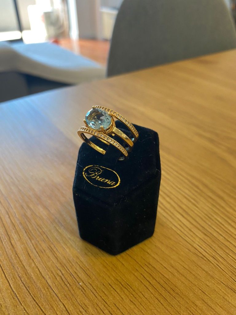 Anel semijoia 3 aros com três banhos de ouro 18k