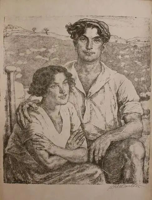 WACHTEL litografia, judaika przedwojenna grafika Unikat antyk, żydzi