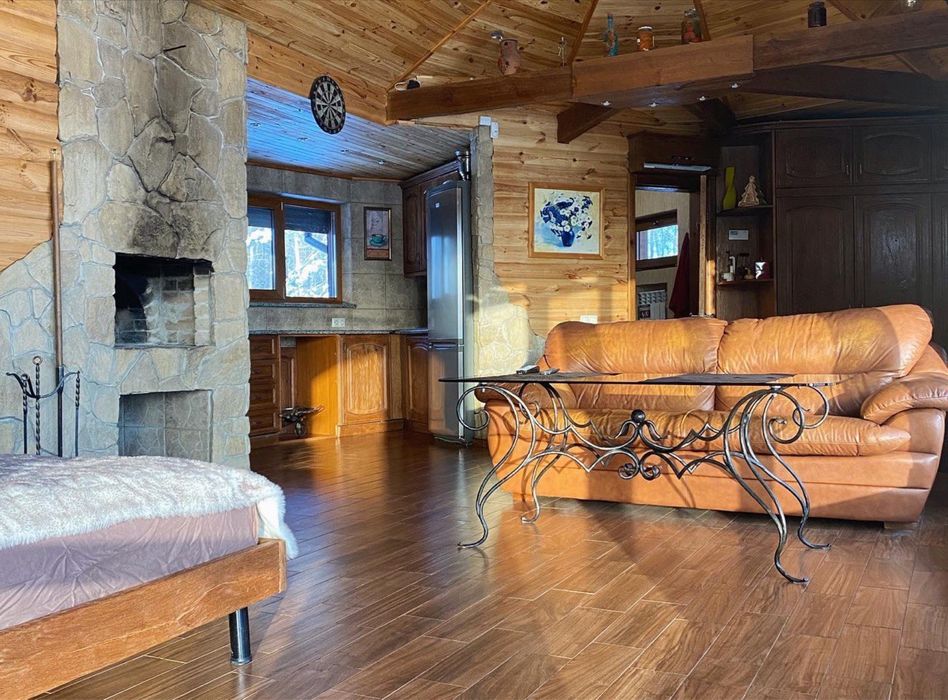 Дім у лісі біля озера з каміном під Києвом. Завжди є світло