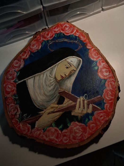 Św.rita namalowana na desce