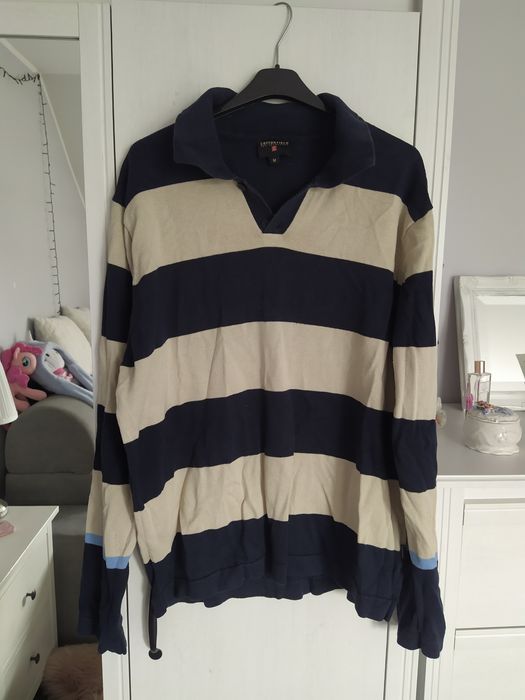 bawełniany sweter bluza polo oversize w paski