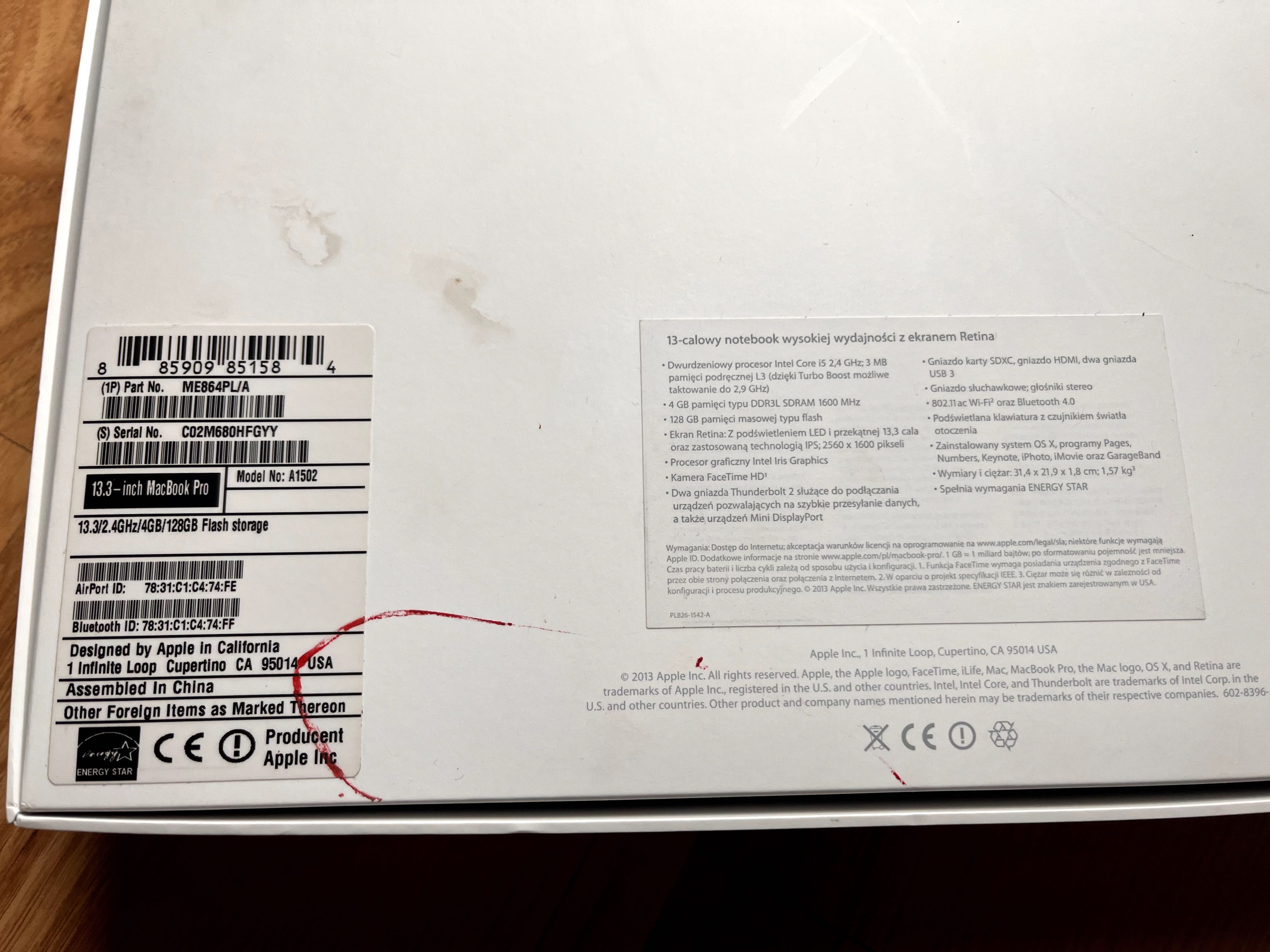 MacBook Pro Late 2013 13", wymieniona bateria