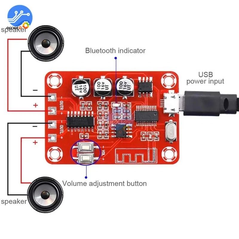 Усилитель 2*5W, Bluetooth MP3 декодер, XH-A251 блютуз для колонок, 5V