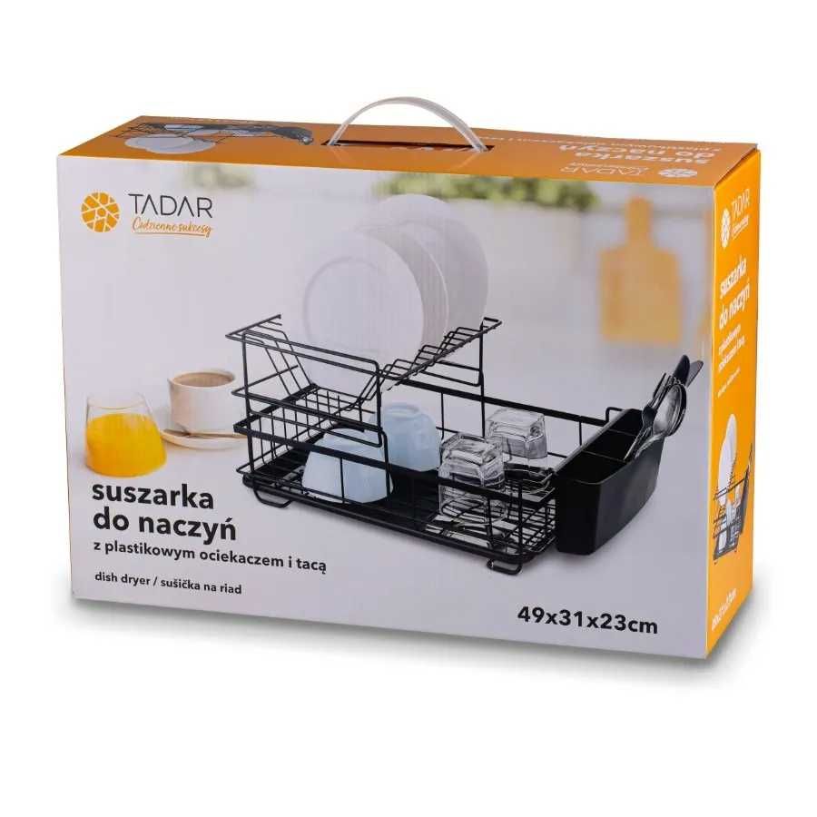 Suszarka do naczyń, czarna , 2-poziomowa z tacą