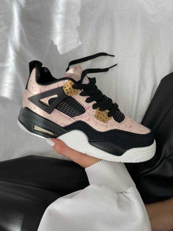 Кроссовки Nike Air Jordan 4 Retro Black/Pink | Мужские Женские k