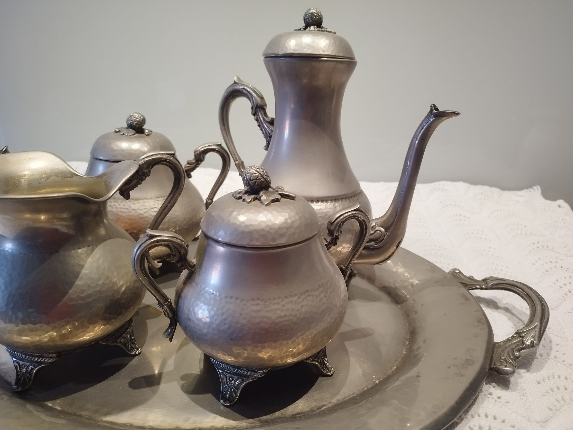 Conjunto de chá/café em estanho