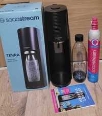 Nowy zestaw saturator SodaStream Terra czarny + nabój z gazem +butelka