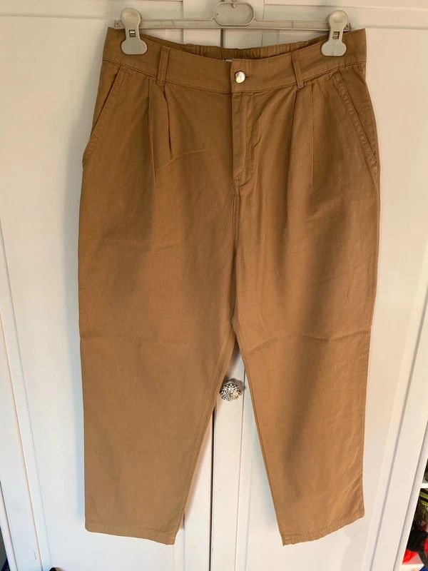 MNG mango spodnie chinos baggy wysoki stan kamel