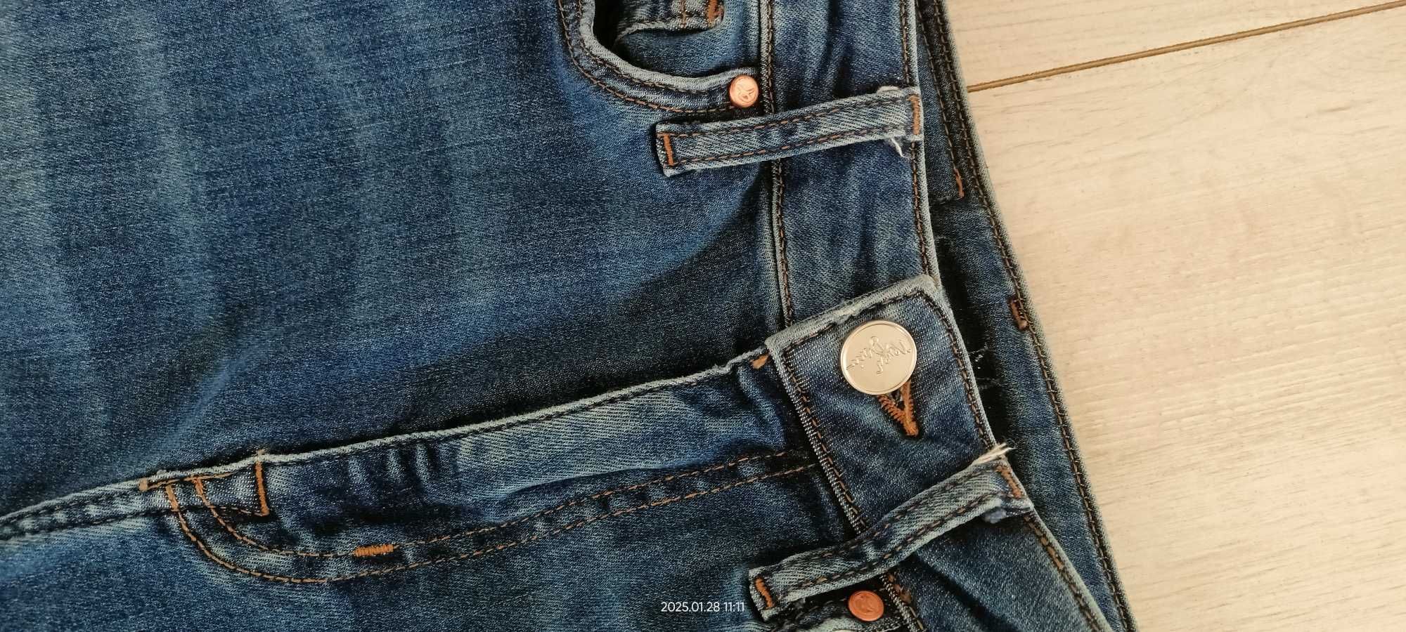 Spodnie jeansy szerokie markowe Never Denim bawełna XS 1złwys